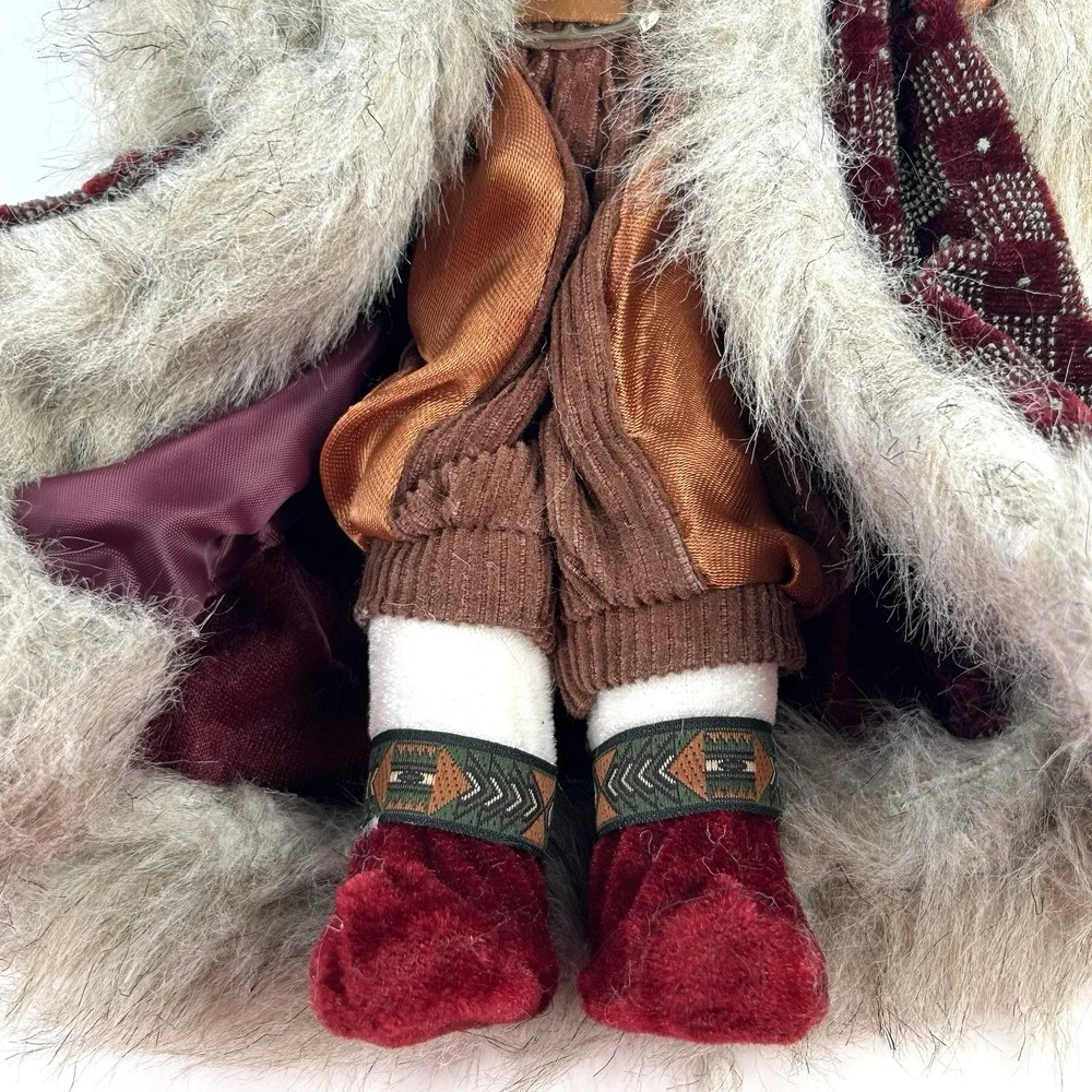 Katherine's Collection Style Victorian Cat Doll Faux Fur Burgundy Ornament